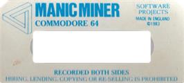 Top of cartridge artwork for Manic Miner on the Commodore 64.