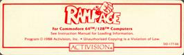 Top of cartridge artwork for Rampage on the Commodore 64.