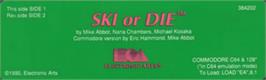 Top of cartridge artwork for Ski or Die on the Commodore 64.