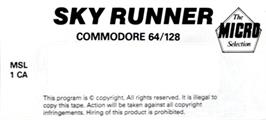 Top of cartridge artwork for Sky Runner on the Commodore 64.
