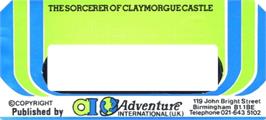 Top of cartridge artwork for Sorcerer Of Claymorgue Castle on the Commodore 64.