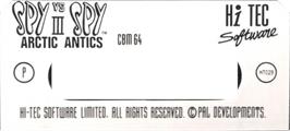 Top of cartridge artwork for Spy vs Spy III: Arctic Antics on the Commodore 64.