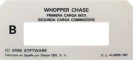 Top of cartridge artwork for Whopper Chase on the Commodore 64.