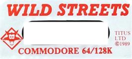 Top of cartridge artwork for Wild Streets on the Commodore 64.