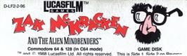 Top of cartridge artwork for Zak Mckracken And The Alien Mindbenders on the Commodore 64.