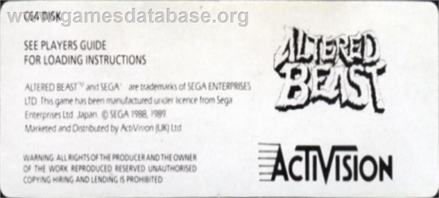 Altered Beast - Commodore 64 - Artwork - Cartridge Top