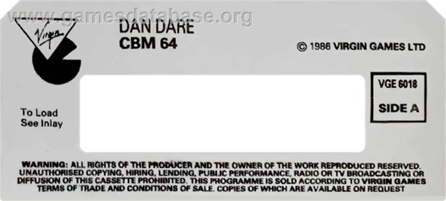 Dan Dare: Pilot of the Future - Commodore 64 - Artwork - Cartridge Top