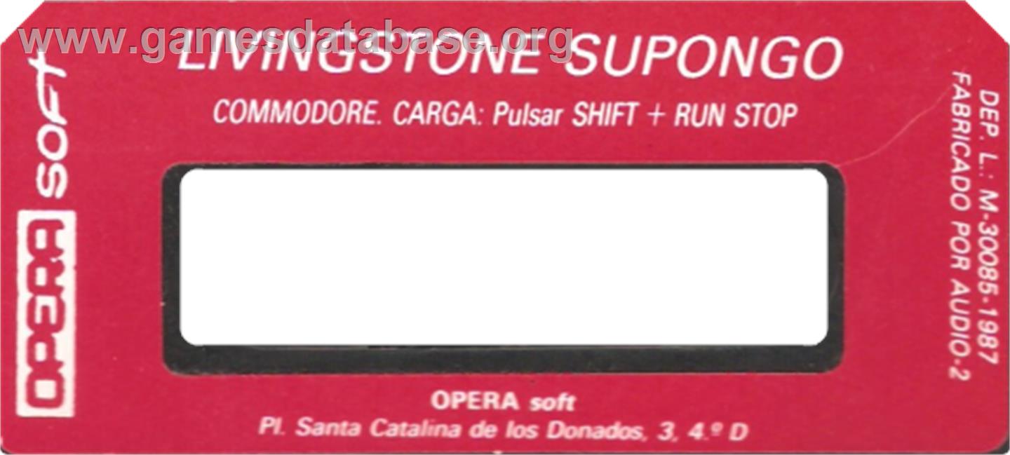 Livingstone, I Presume? - Commodore 64 - Artwork - Cartridge Top