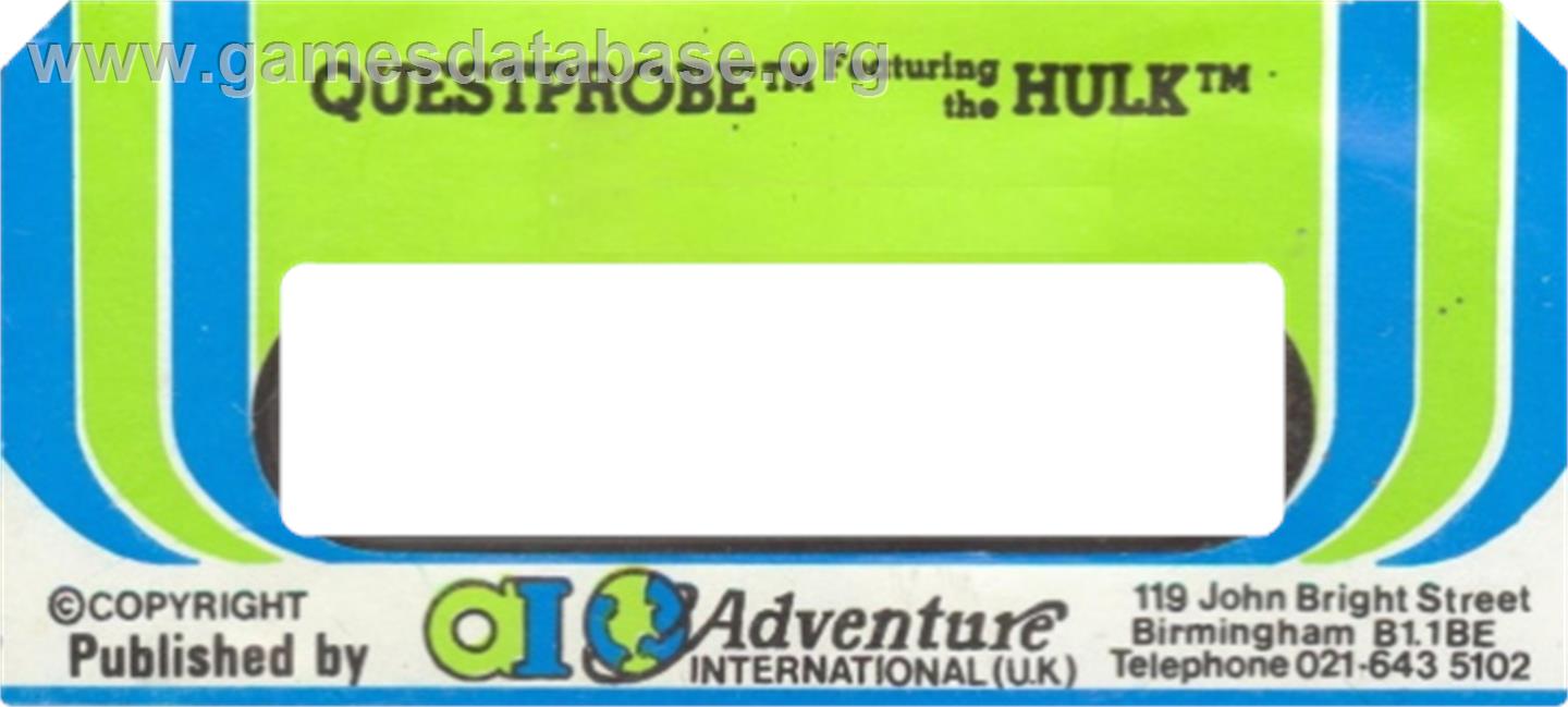 Questprobe Featuring The Hulk - Commodore 64 - Artwork - Cartridge Top