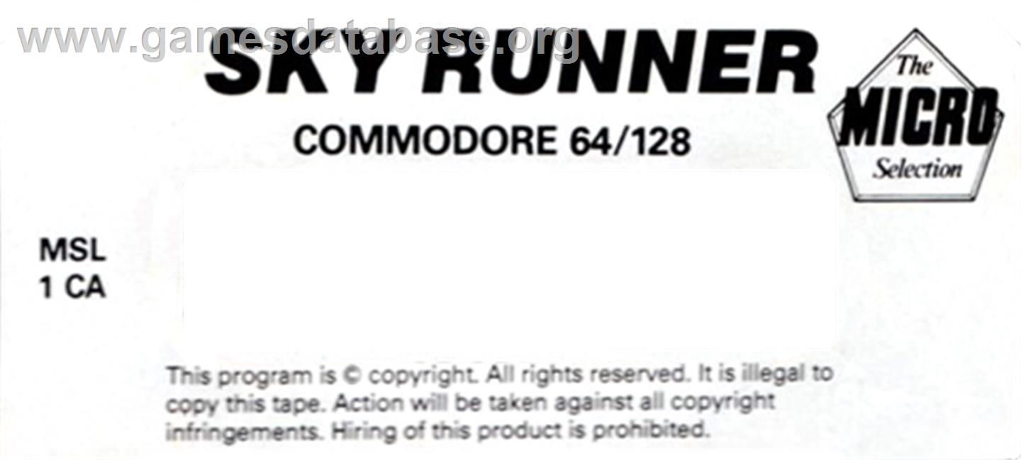 Sky Runner - Commodore 64 - Artwork - Cartridge Top