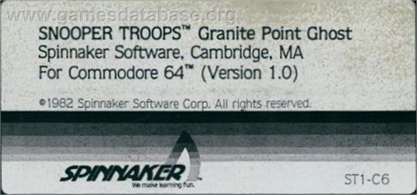 Snooper Troops: Case #2 - The Case of the Disappearing Dolphin - Commodore 64 - Artwork - Cartridge Top