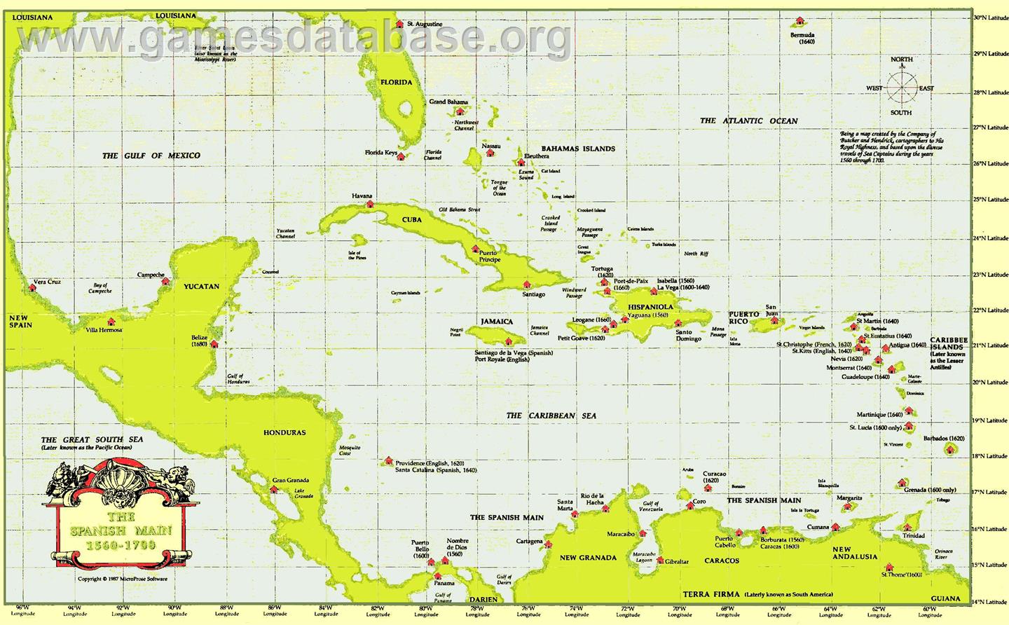 Pirates! - Commodore Amiga - Artwork - Map