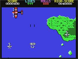 In game image of 1942 on the Commodore 64.