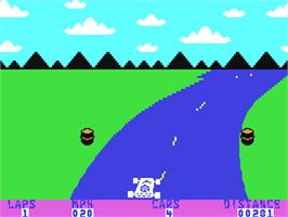 In game image of 3D Speed Duel on the Commodore 64.