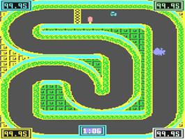 In game image of 3d Stock Cars 2 on the Commodore 64.
