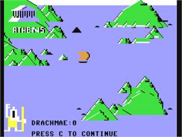 In game image of Aegean Voyage / Monster Voyage on the Commodore 64.