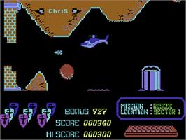 In game image of Airwolf on the Commodore 64.