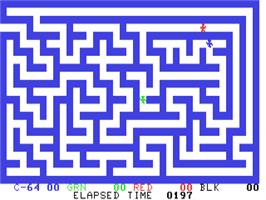 In game image of Amazing Maze on the Commodore 64.