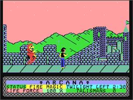 In game image of Arcana on the Commodore 64.