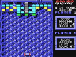In game image of Arkanoid on the Commodore 64.
