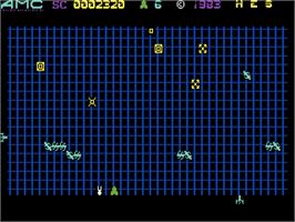 In game image of Attack of the Mutant Camels (HesWare) on the Commodore 64.