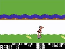 In game image of BC's Quest for Tires on the Commodore 64.