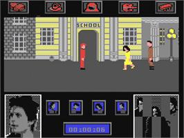 In game image of Back To The Future on the Commodore 64.