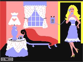 In game image of Barbie on the Commodore 64.