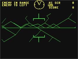 In game image of Battlezone on the Commodore 64.