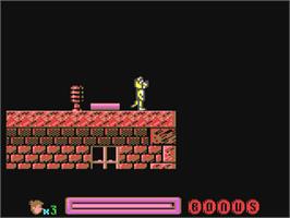 In game image of Bear Beware / Sleepwalker (2017) on the Commodore 64.