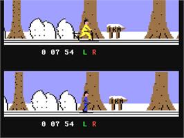 In game image of Biathlon (Input 64) on the Commodore 64.