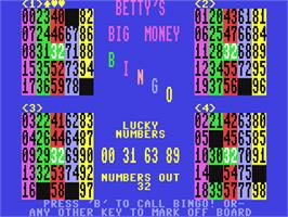 In game image of Bingo (Tynesoft) on the Commodore 64.