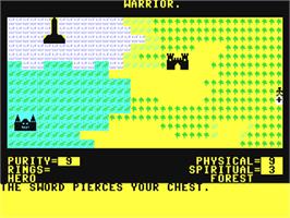 In game image of Black Crystal on the Commodore 64.