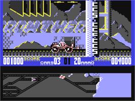 In game image of Black Thunder on the Commodore 64.