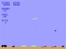 In game image of Bomber Attack on the Commodore 64.