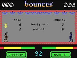 In game image of Bounces on the Commodore 64.