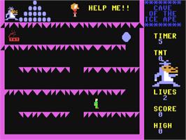 In game image of Cave of the Ice Ape on the Commodore 64.