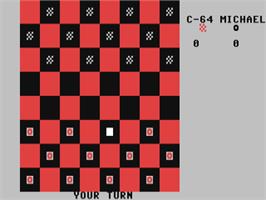 In game image of Checkers (Compute! - Fred Hambrecht) on the Commodore 64.