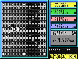 In game image of Computer Scrabble De Luxe on the Commodore 64.