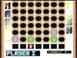 In game image of Connect 4 (Keith Pomakis) on the Commodore 64.
