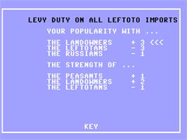 In game image of Dictator on the Commodore 64.