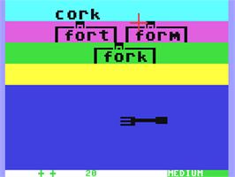 In game image of Don't Shoot That Word! on the Commodore 64.
