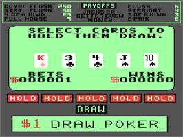 In game image of Draw Poker / Five Card Draw Poker (Avalon Hill) on the Commodore 64.