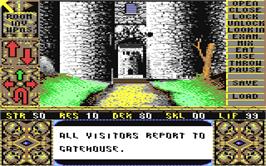 In game image of Elvira: The Arcade Game on the Commodore 64.