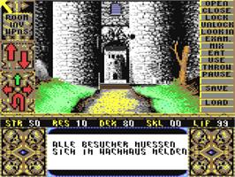 In game image of Elvira - Mistress Of The Dark on the Commodore 64.