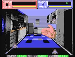 In game image of Exterminator (Bubble Bus Software) on the Commodore 64.
