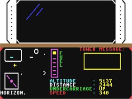 In game image of Flight Simulator (Anger Productions) on the Commodore 64.
