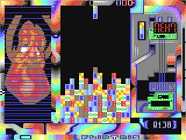 In game image of Fliptris on the Commodore 64.