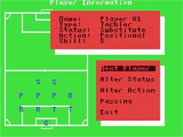 In game image of Football Manager - World Cup Edition on the Commodore 64.