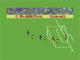 In game image of Football Manager 2 on the Commodore 64.